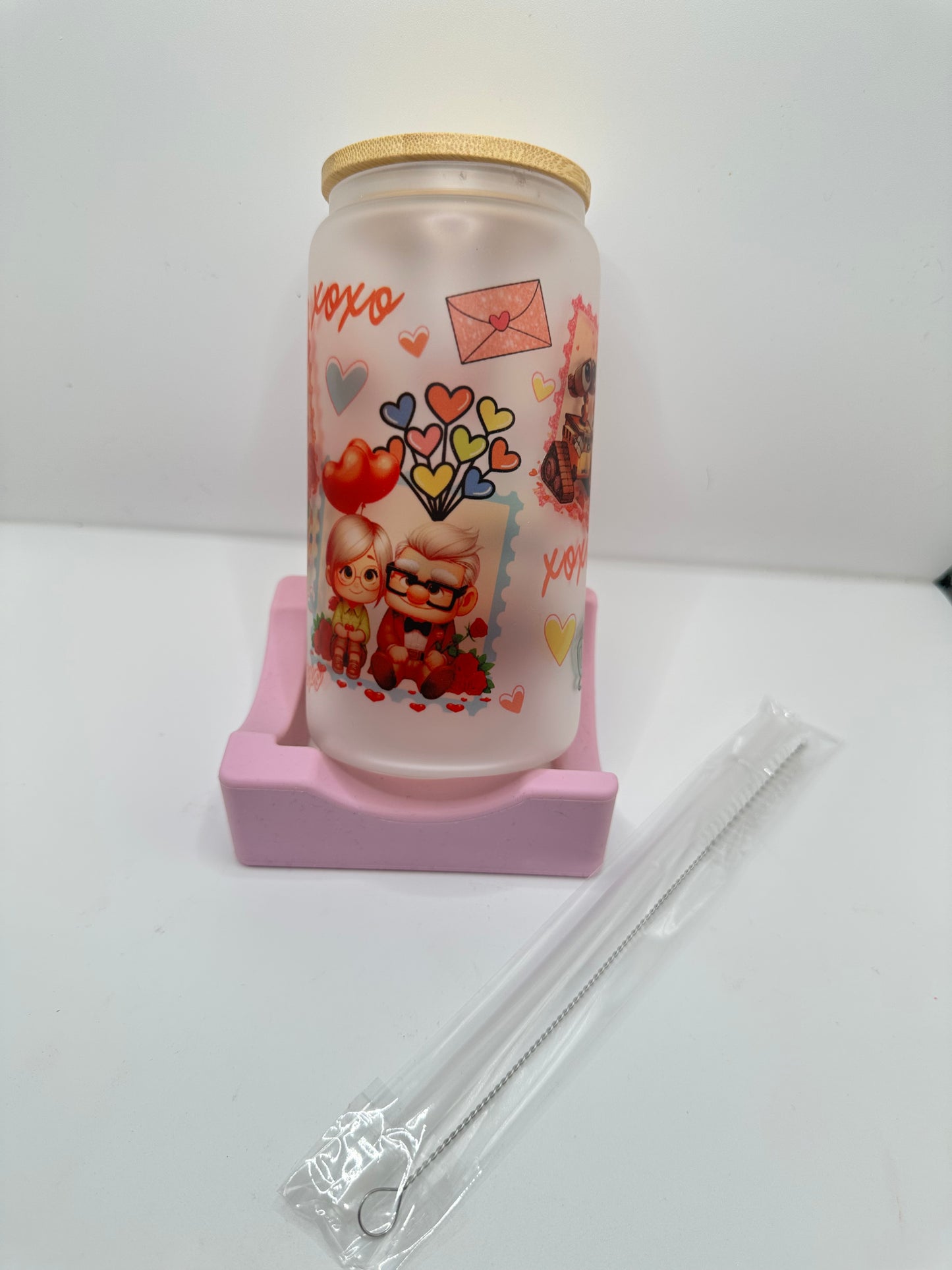 Vaso con tapa y cañita