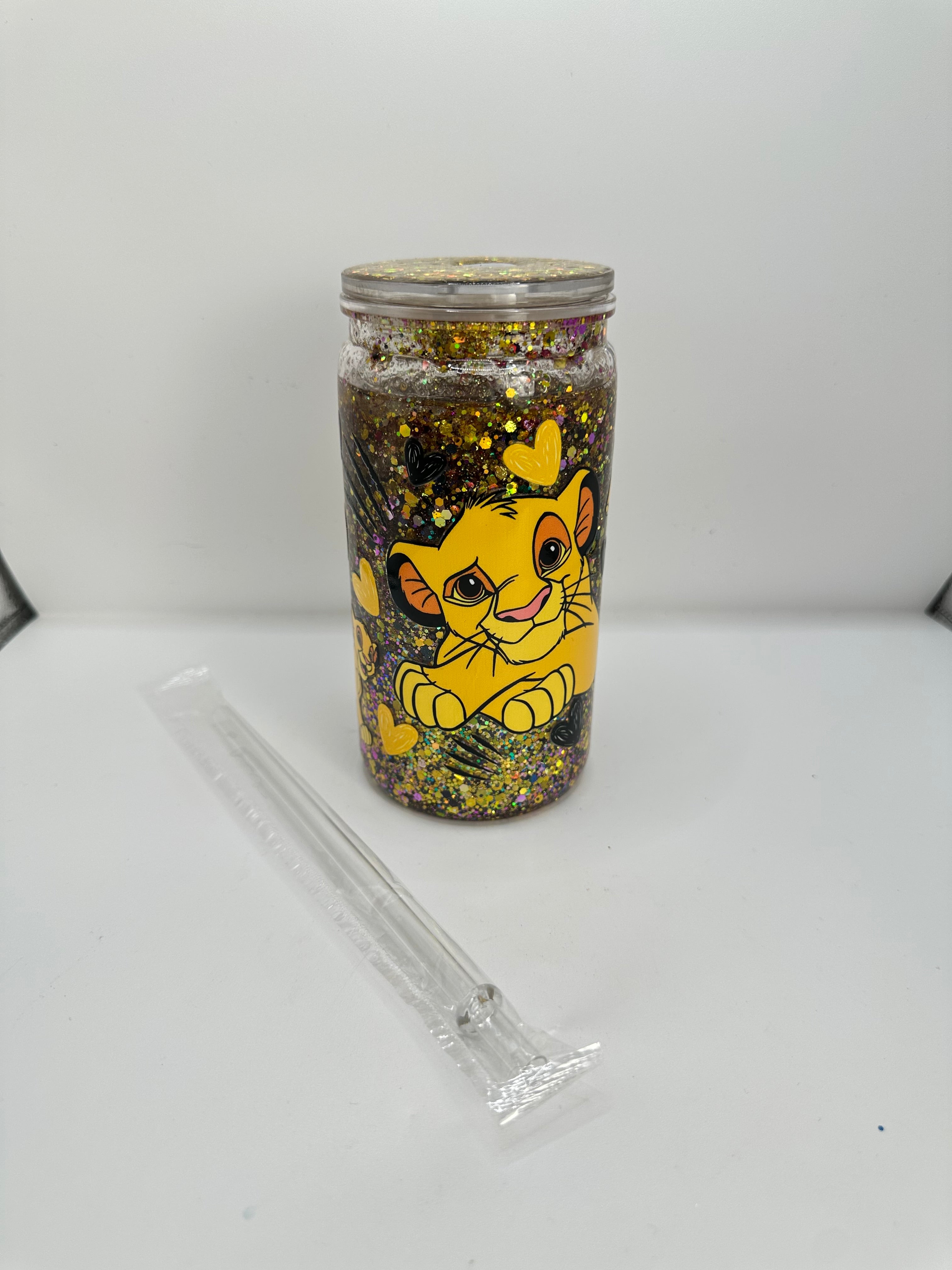 Vaso shaker con tapa y cañita