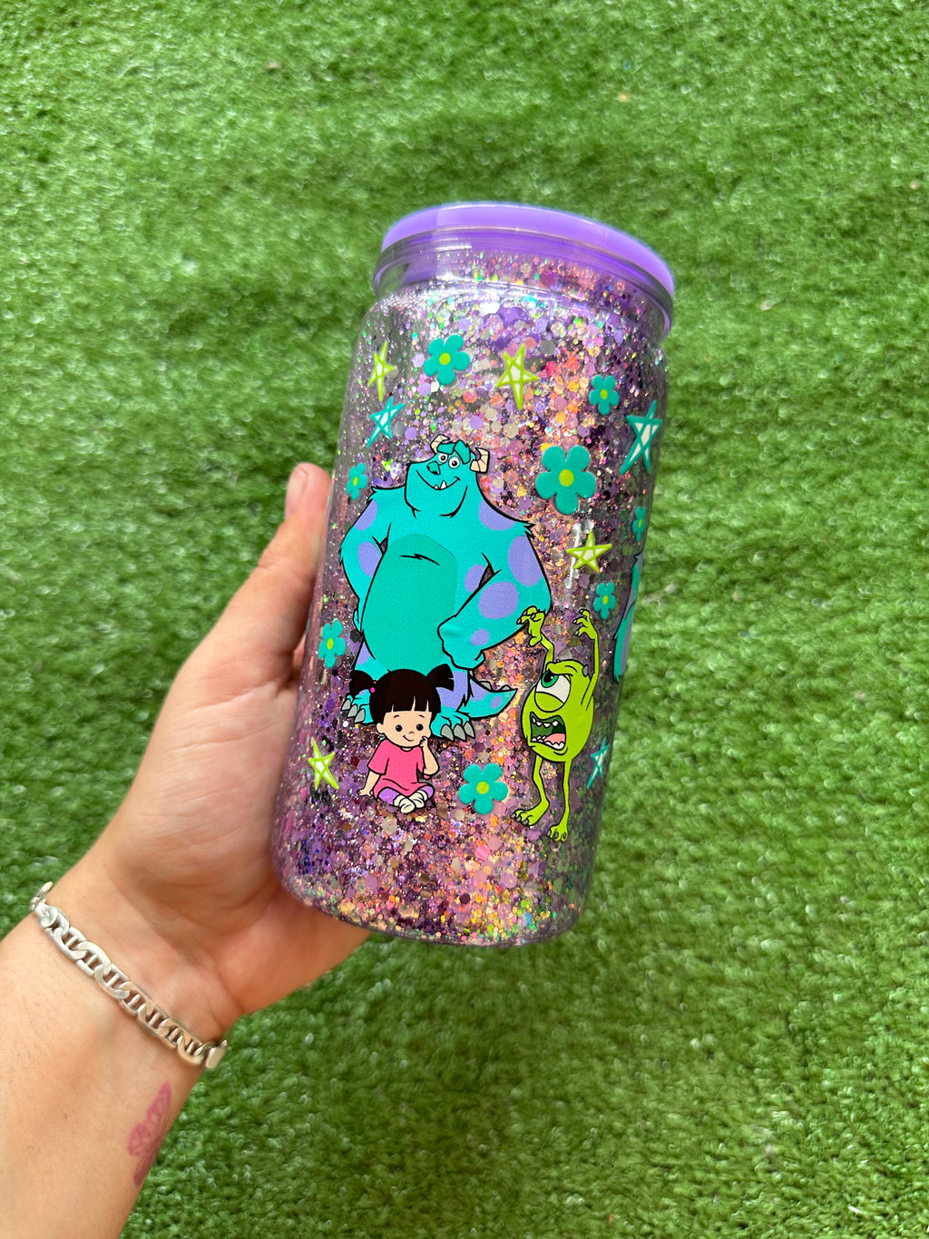 Vaso shaker con tapa y cañita