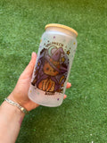 Vaso cristal con tapa y cañita halloween