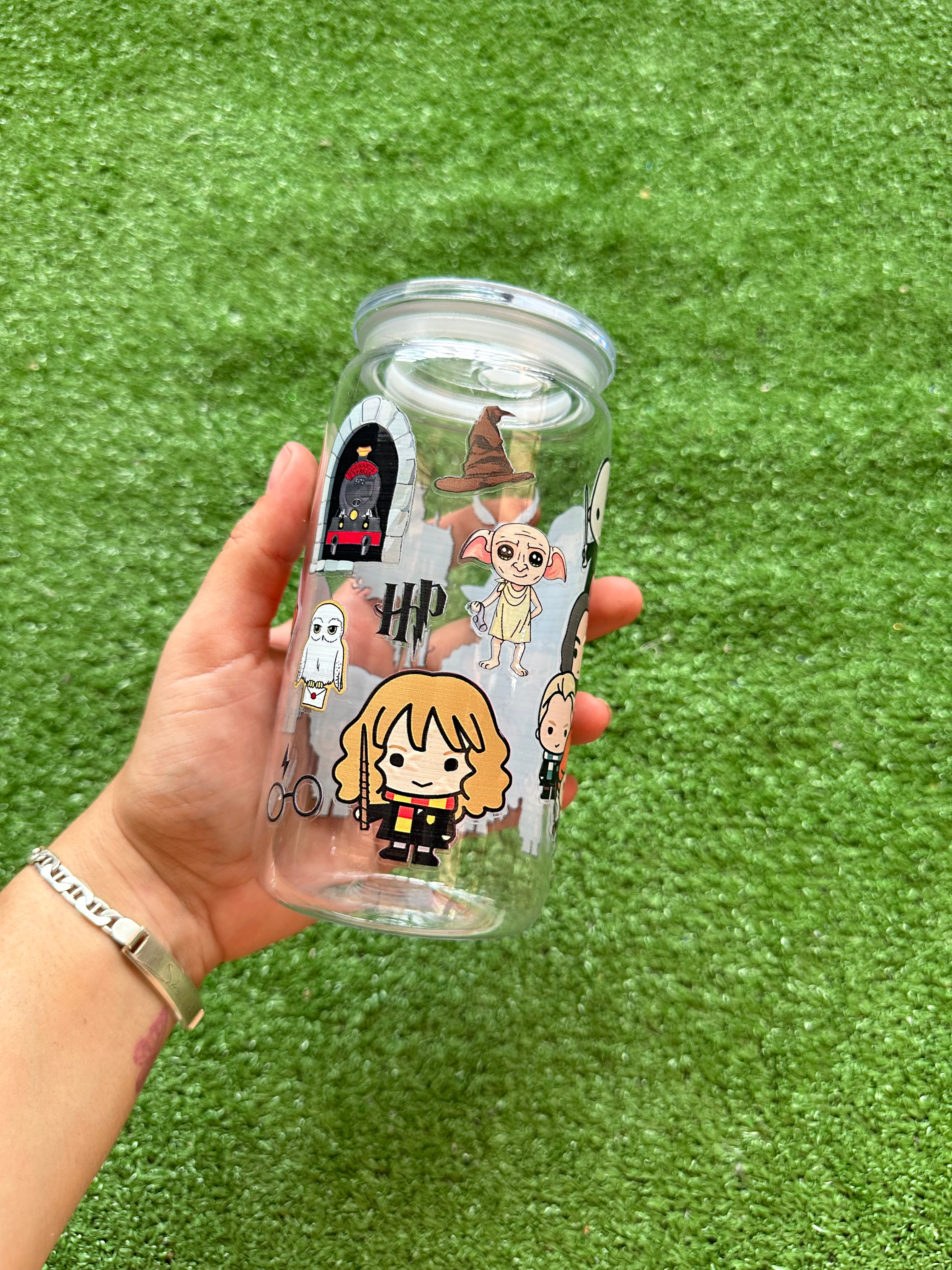 Vaso con tapa y cañita