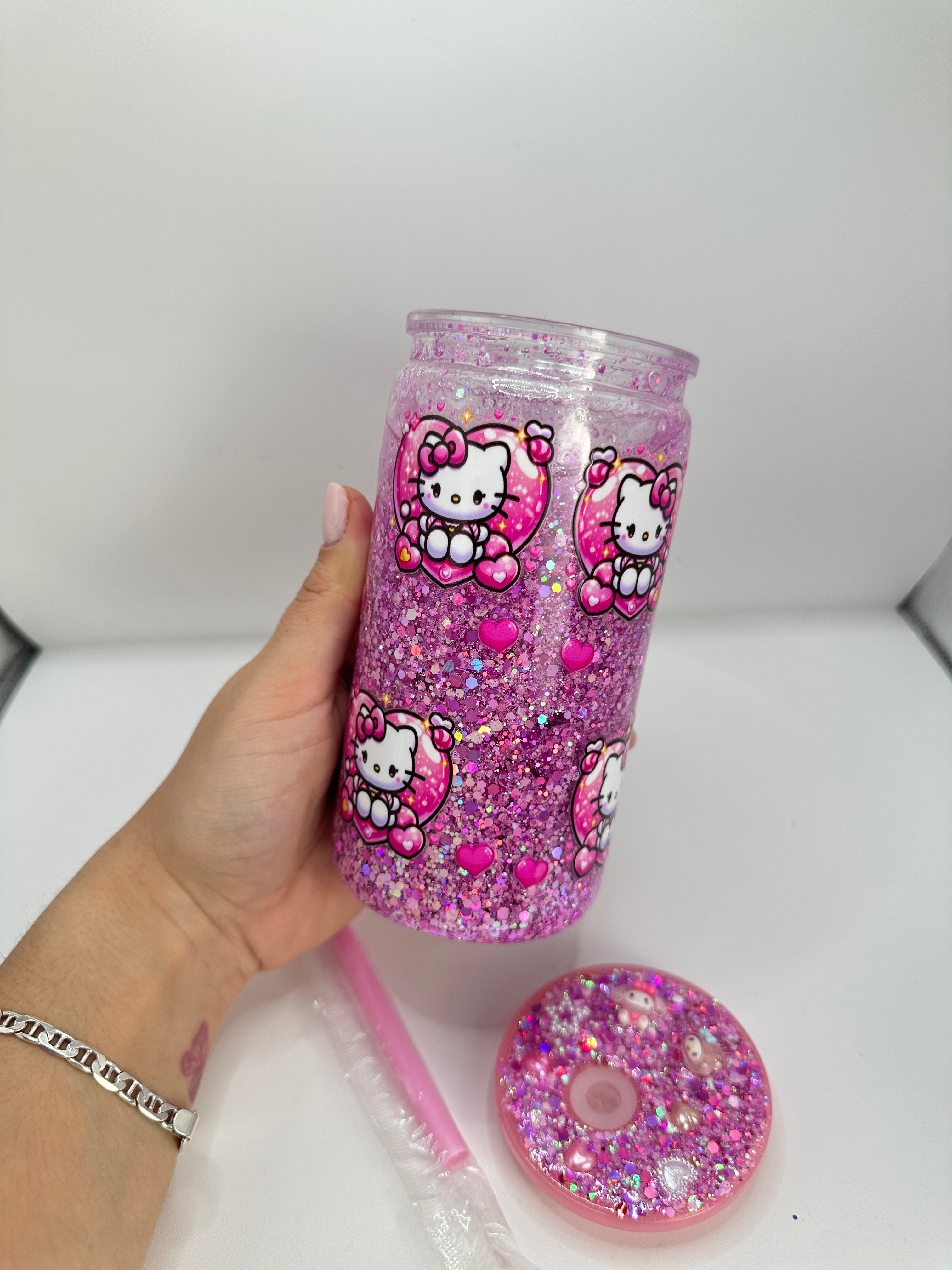 Vaso shaker con tapa y cañita