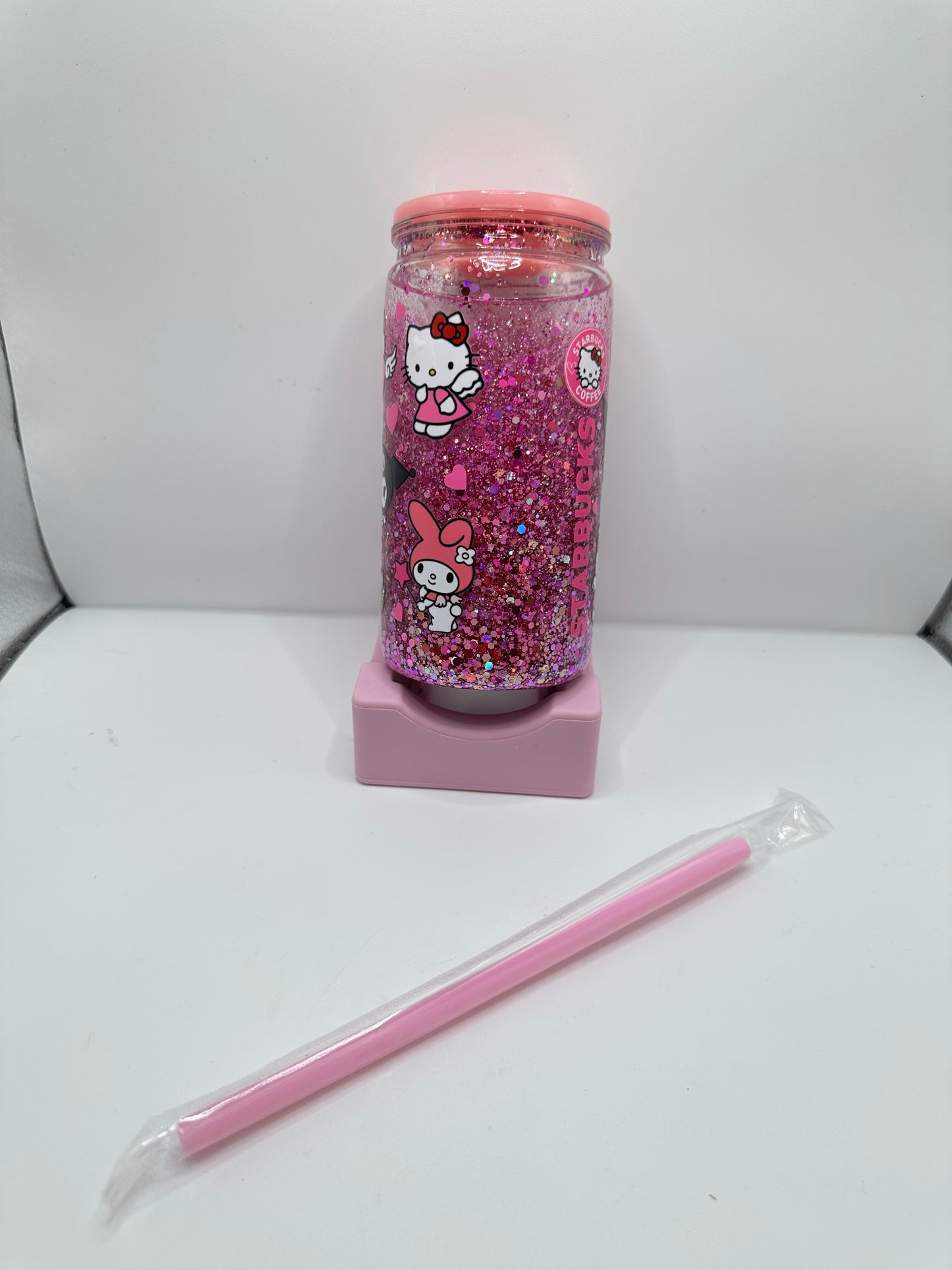 Vaso shaker con tapa y cañita