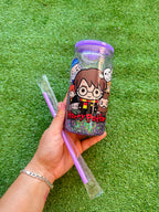 Vaso shaker con tapa y cañita