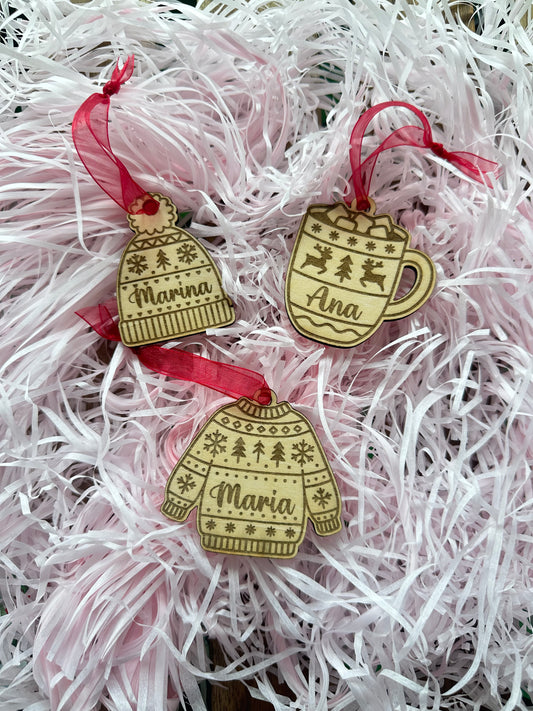 Bola de Navidad personalizable madera (adornos)