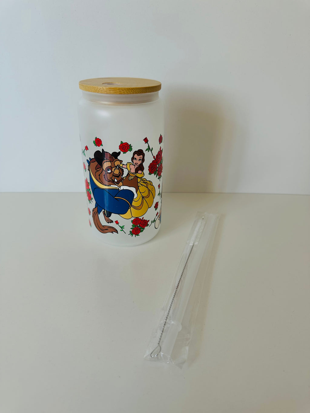 Vaso cristal con tapa y cañita
