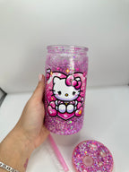 Vaso shaker con tapa y cañita