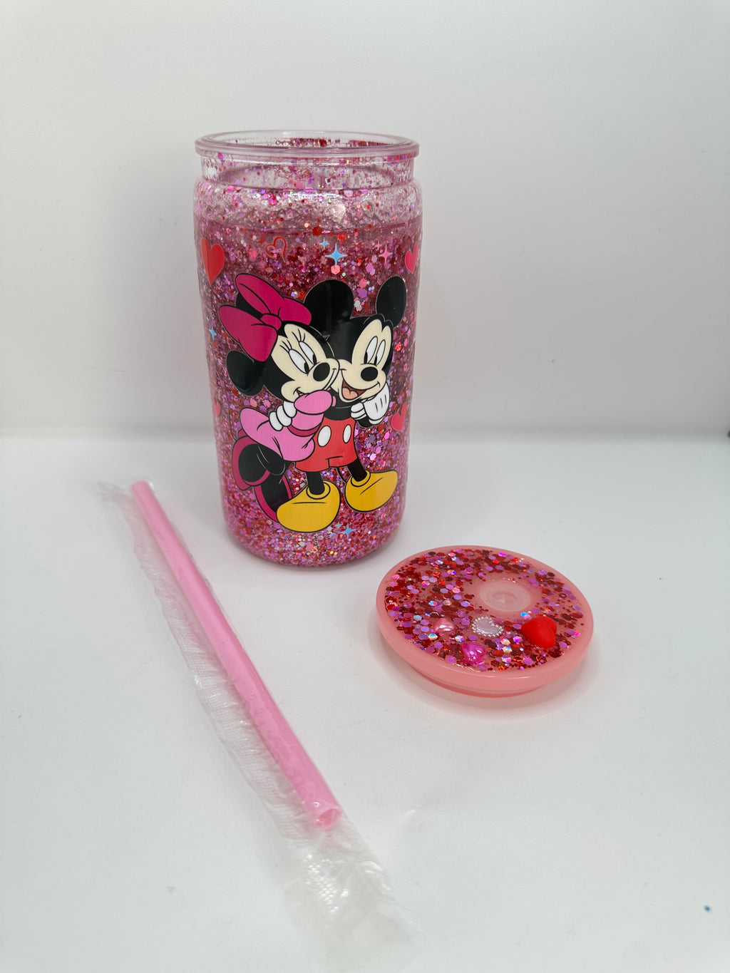 Vaso shaker con tapa y cañita