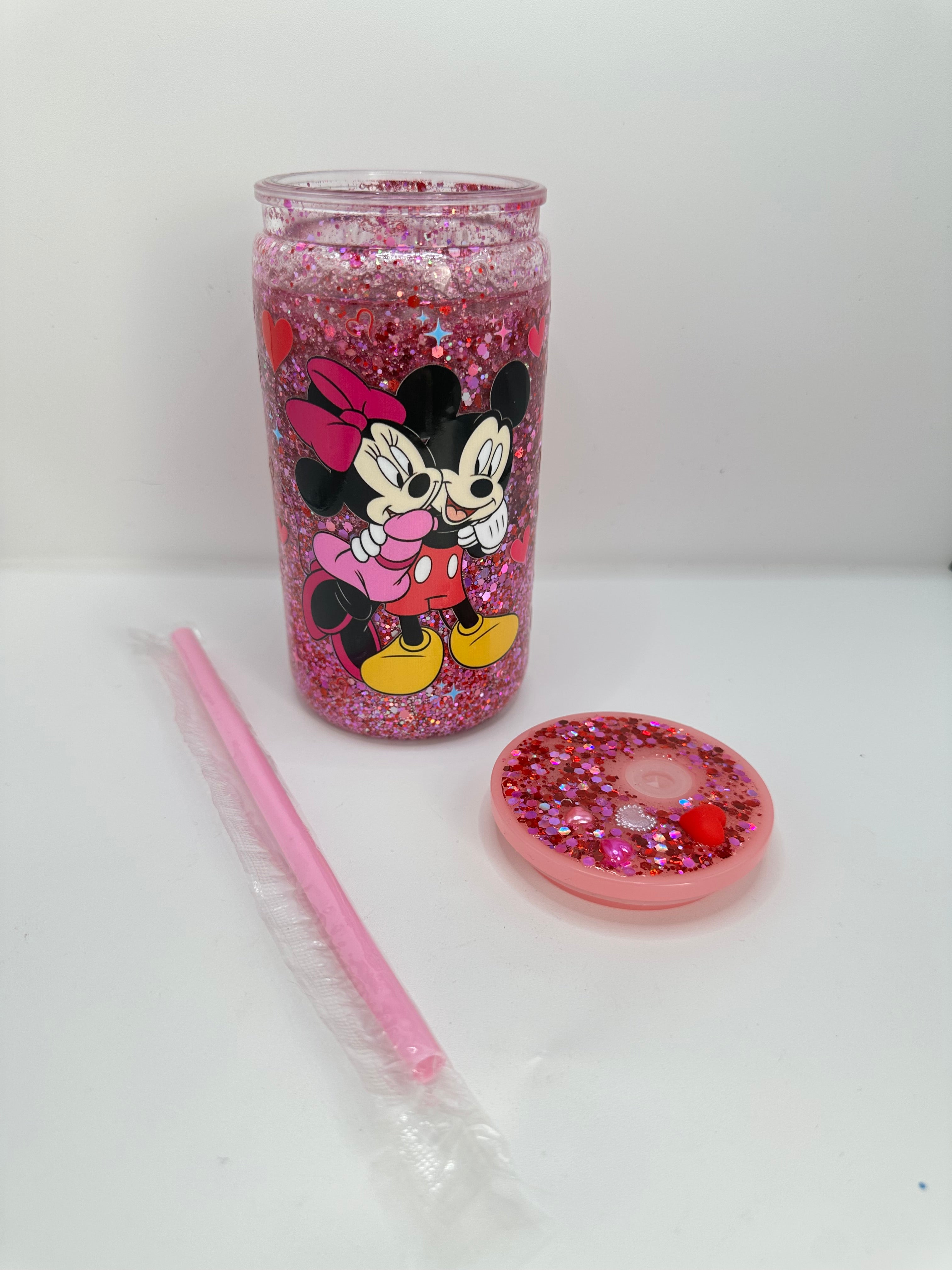 Vaso shaker con tapa y cañita