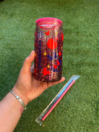 Vaso shaker con tapa y cañita