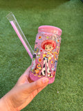 Vaso shaker con tapa y cañita