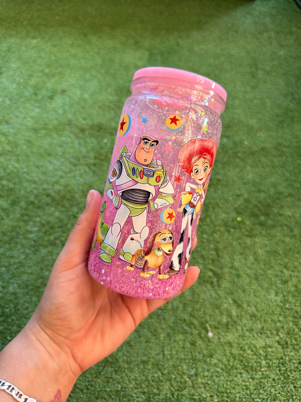 Vaso shaker con tapa y cañita