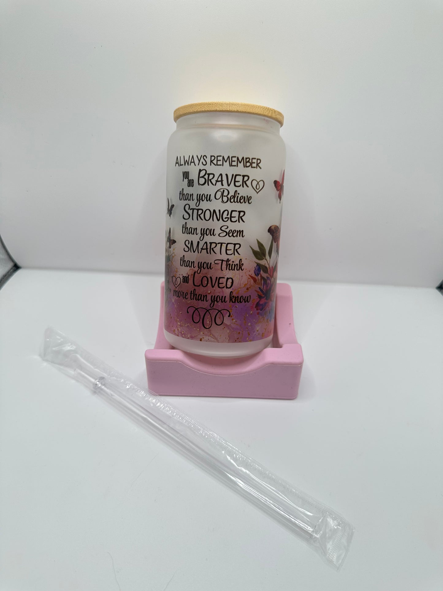 Vaso con tapa y cañita