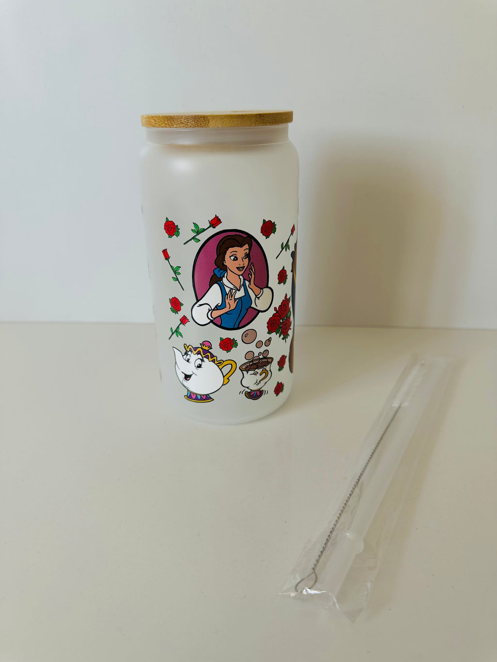 Vaso cristal con tapa y cañita