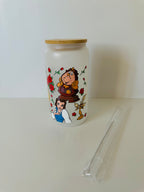 Vaso cristal con tapa y cañita