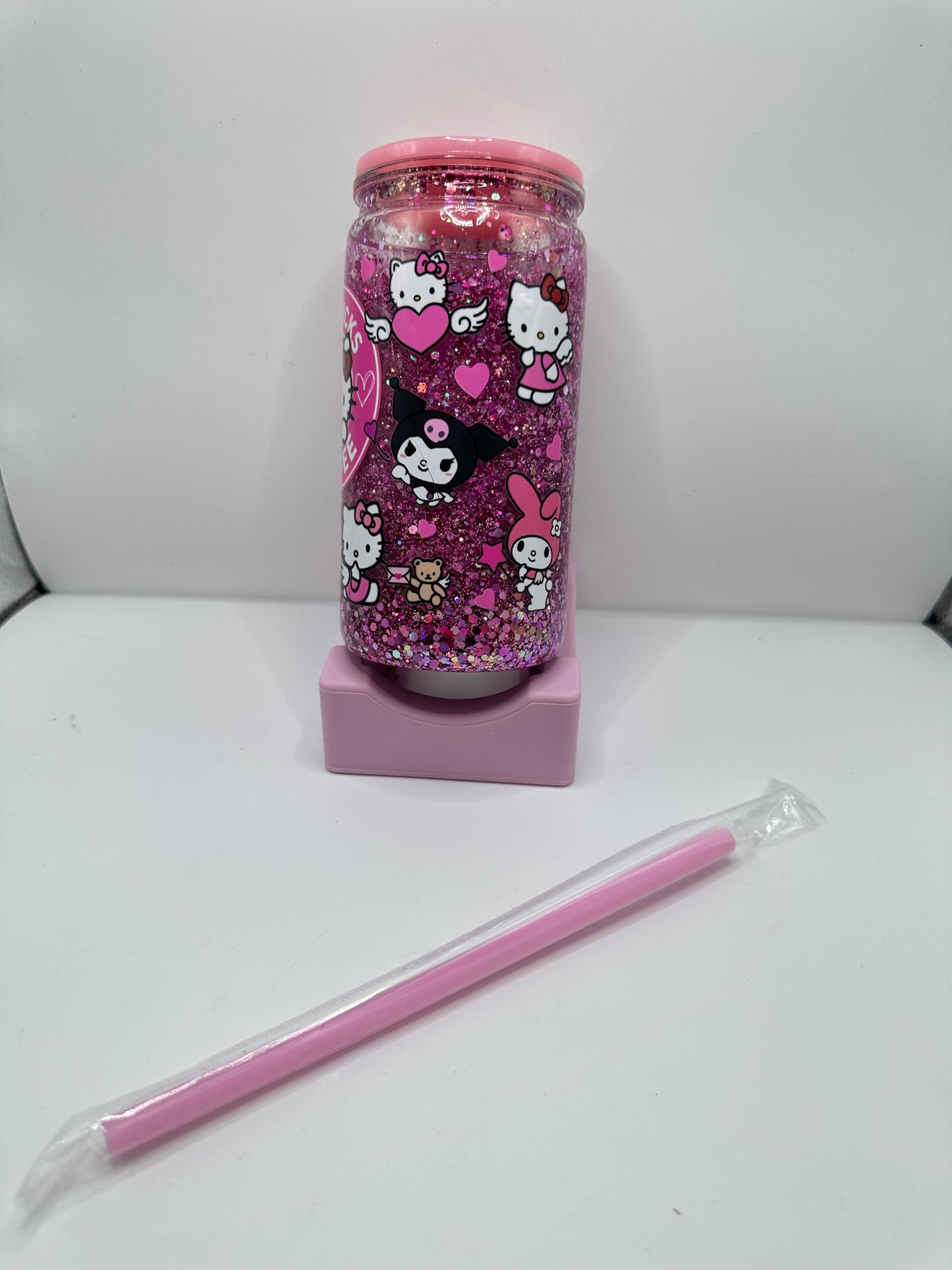 Vaso shaker con tapa y cañita
