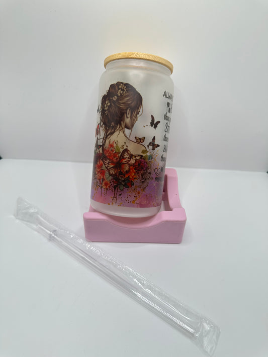 Vaso con tapa y cañita