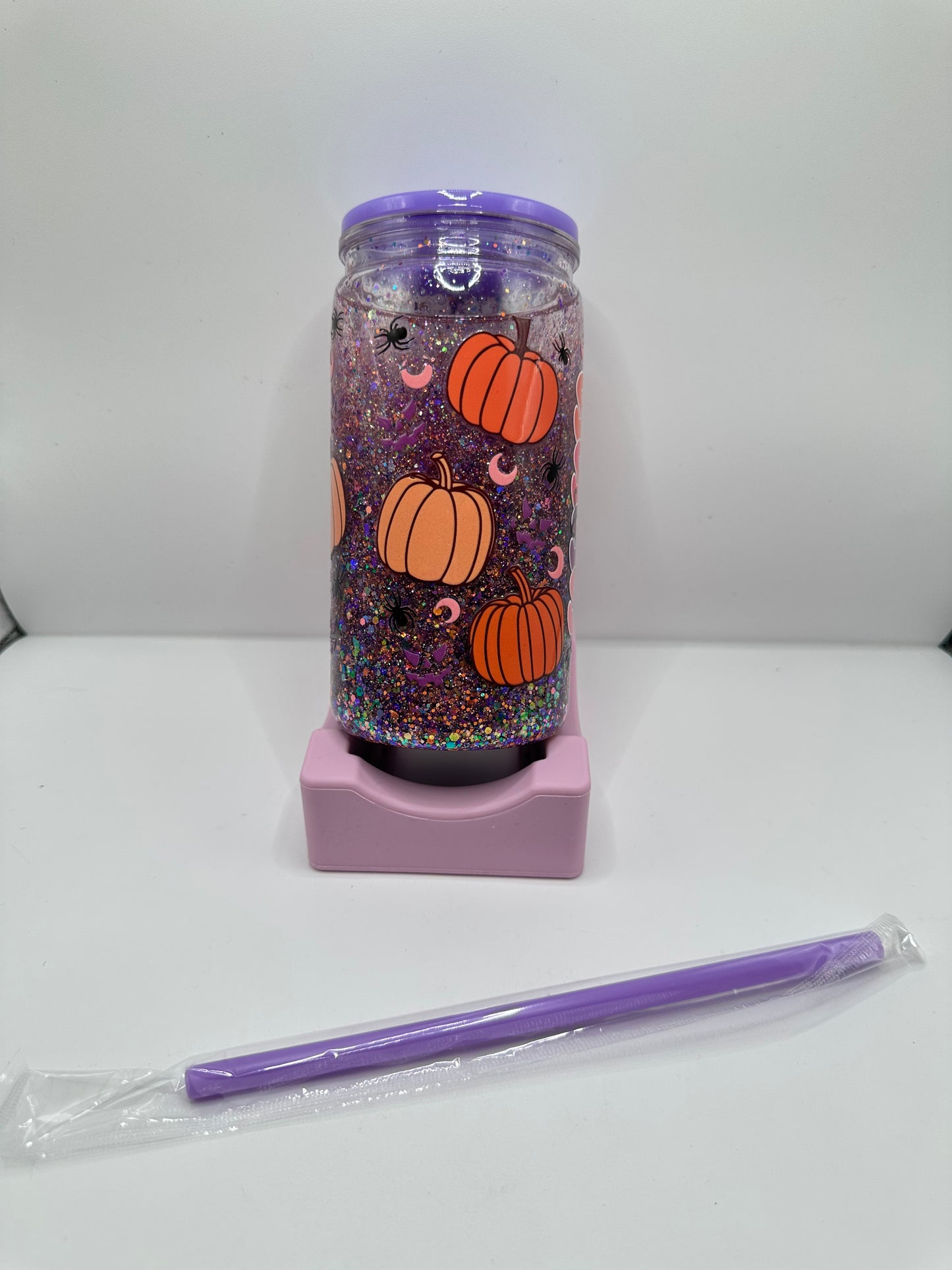 Vaso shaker con tapa y cañita