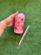 Vaso shaker con tapa y cañita