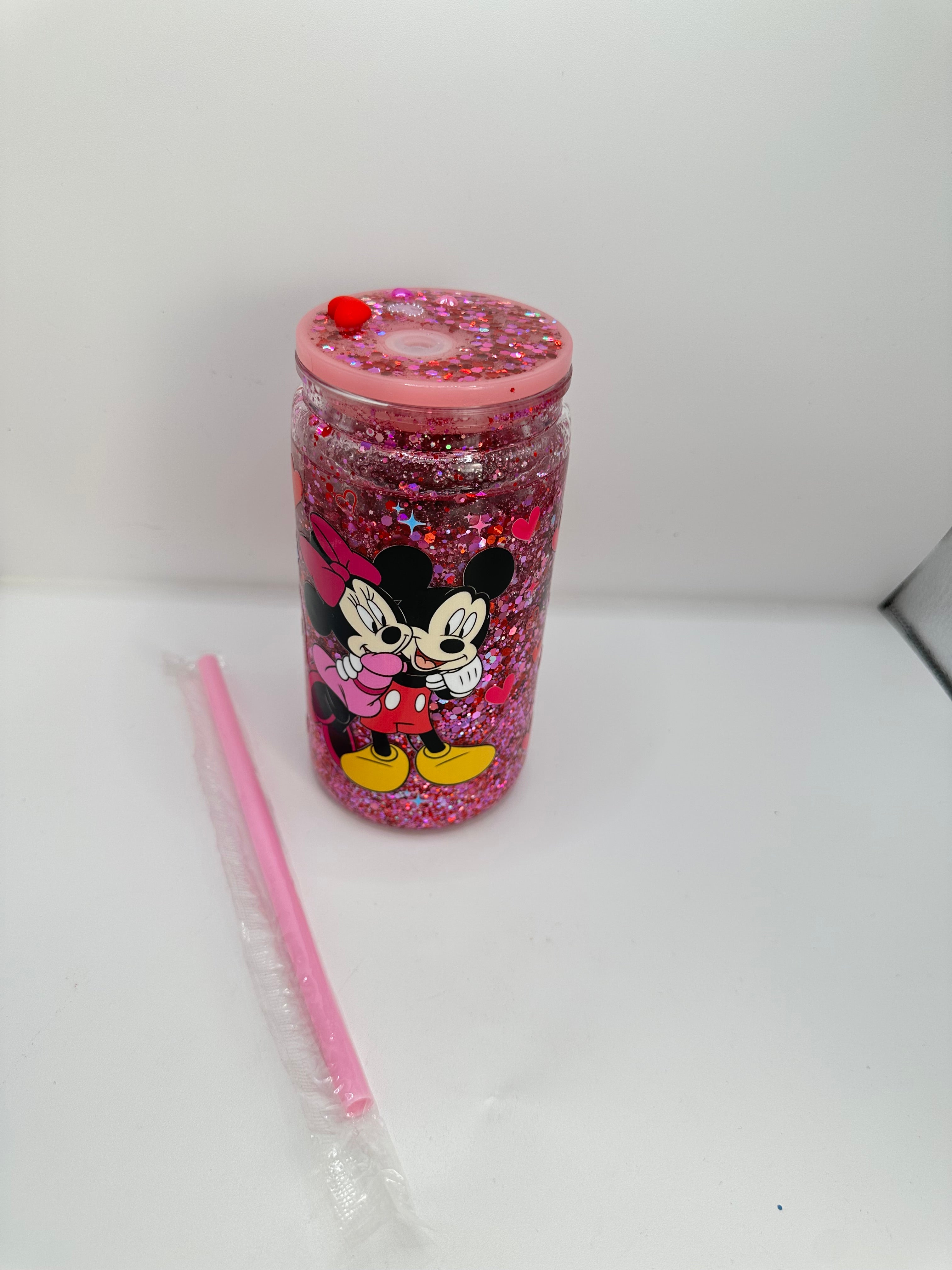 Vaso shaker con tapa y cañita