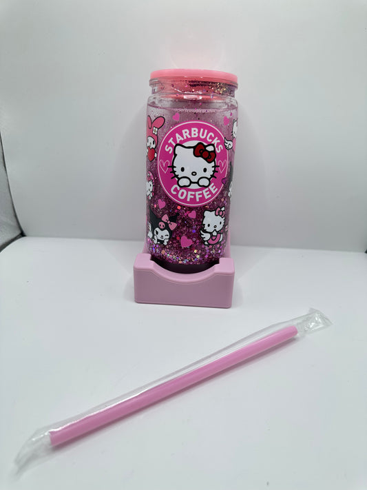 Vaso shaker con tapa y cañita