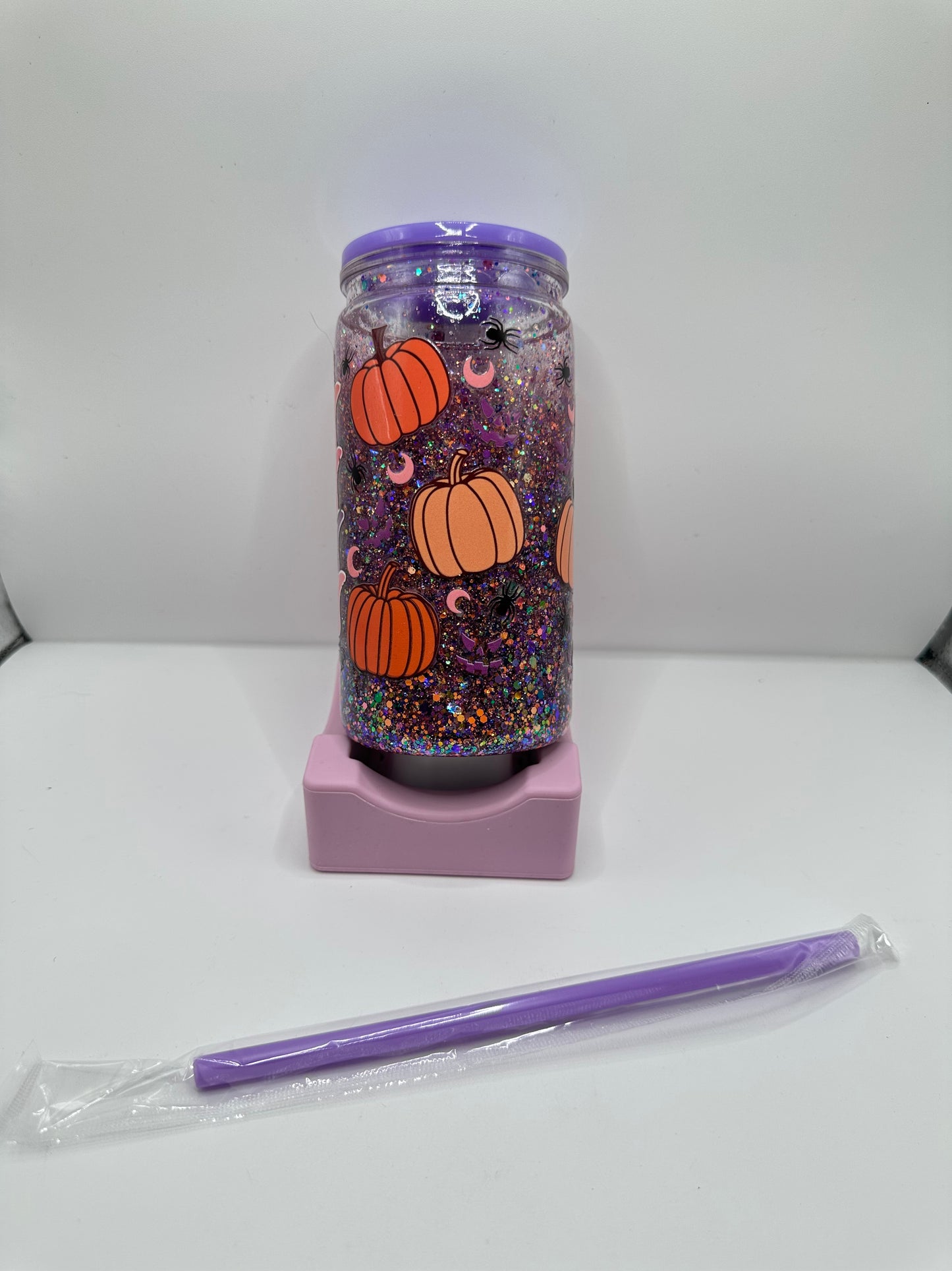 Vaso shaker con tapa y cañita