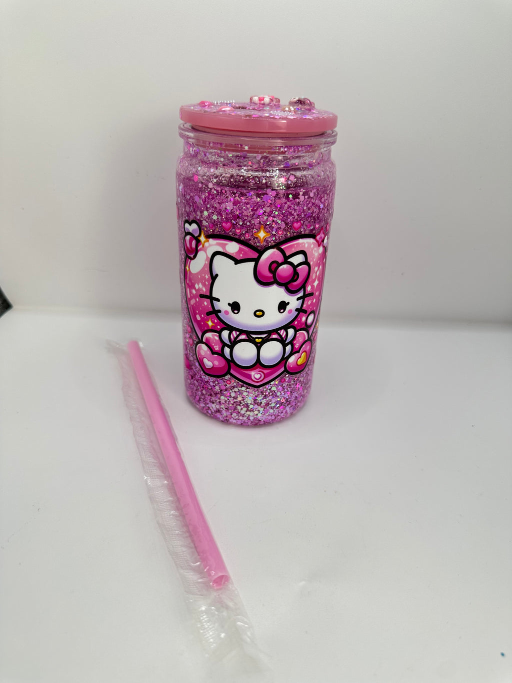 Vaso shaker con tapa y cañita