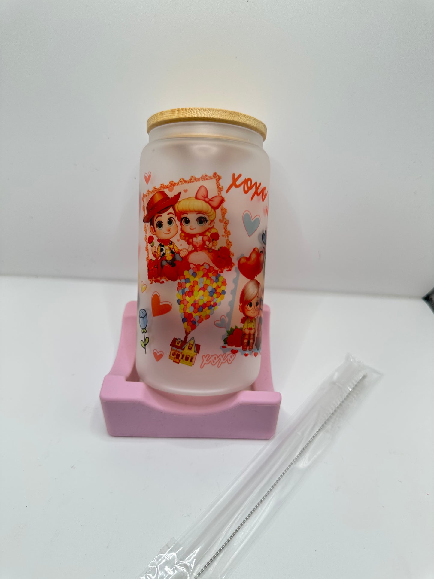 Vaso con tapa y cañita