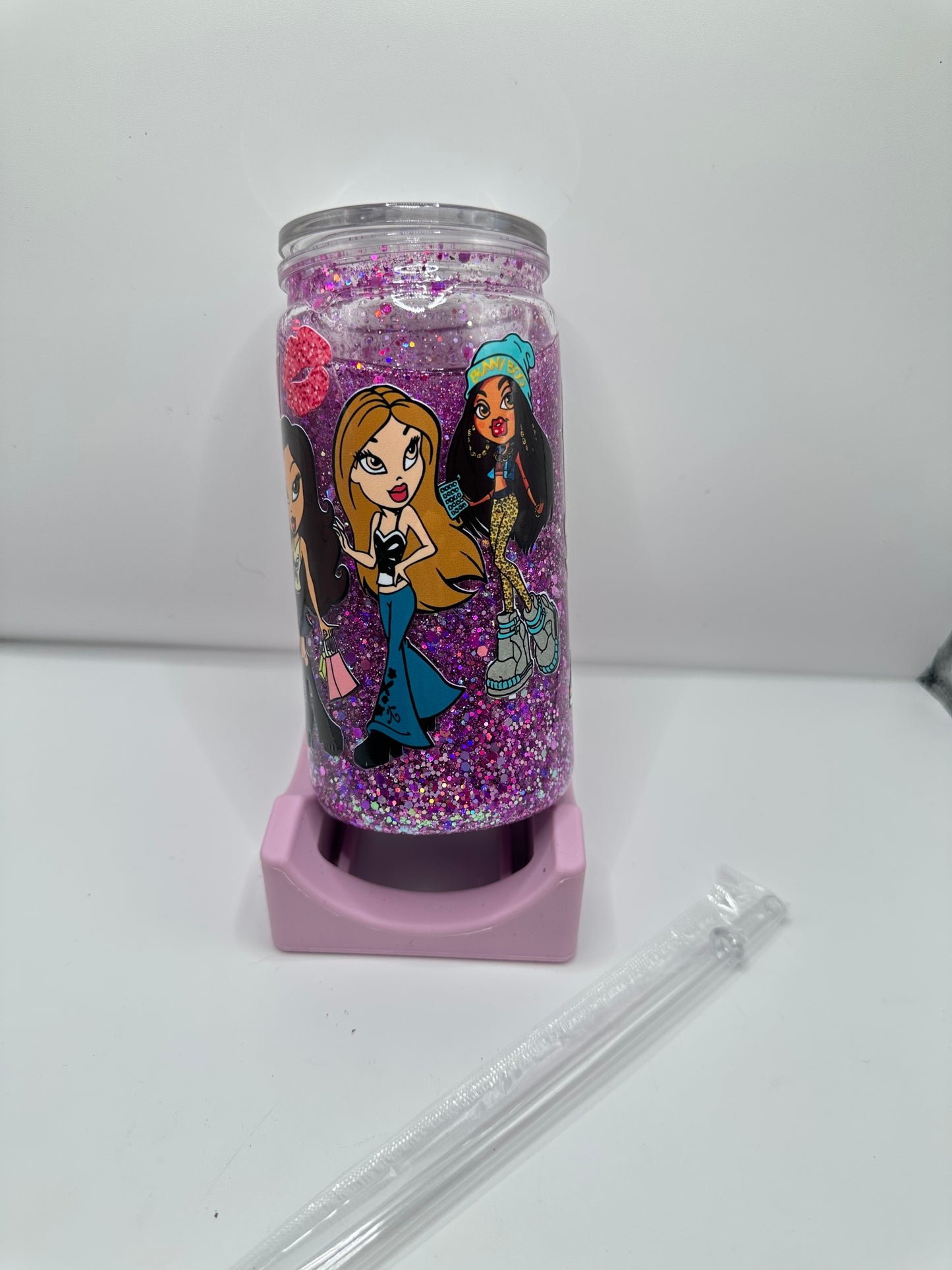 Vaso shaker con tapa y cañita