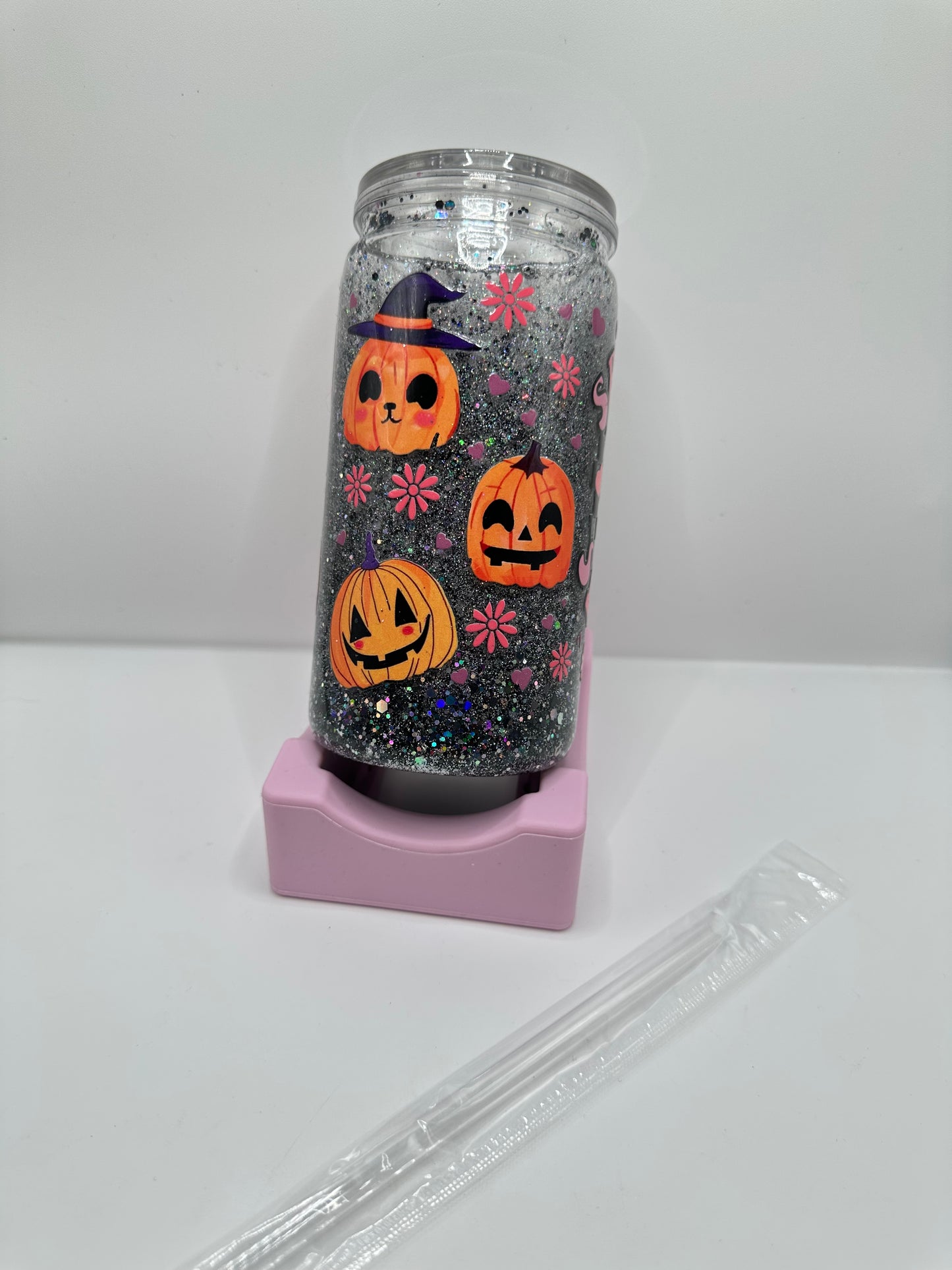 Vaso shaker con tapa y cañita