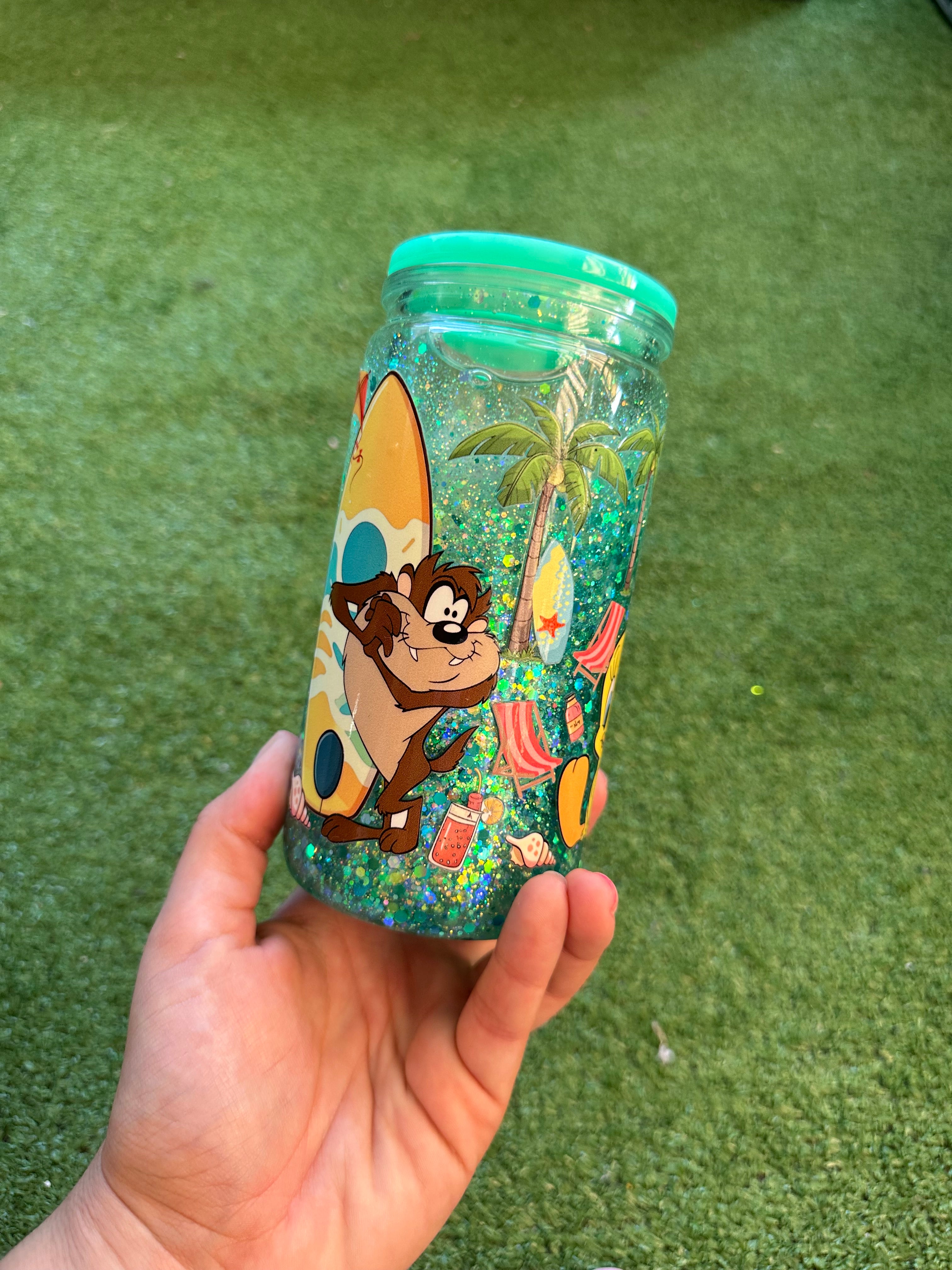 Vaso shaker con tapa y cañita