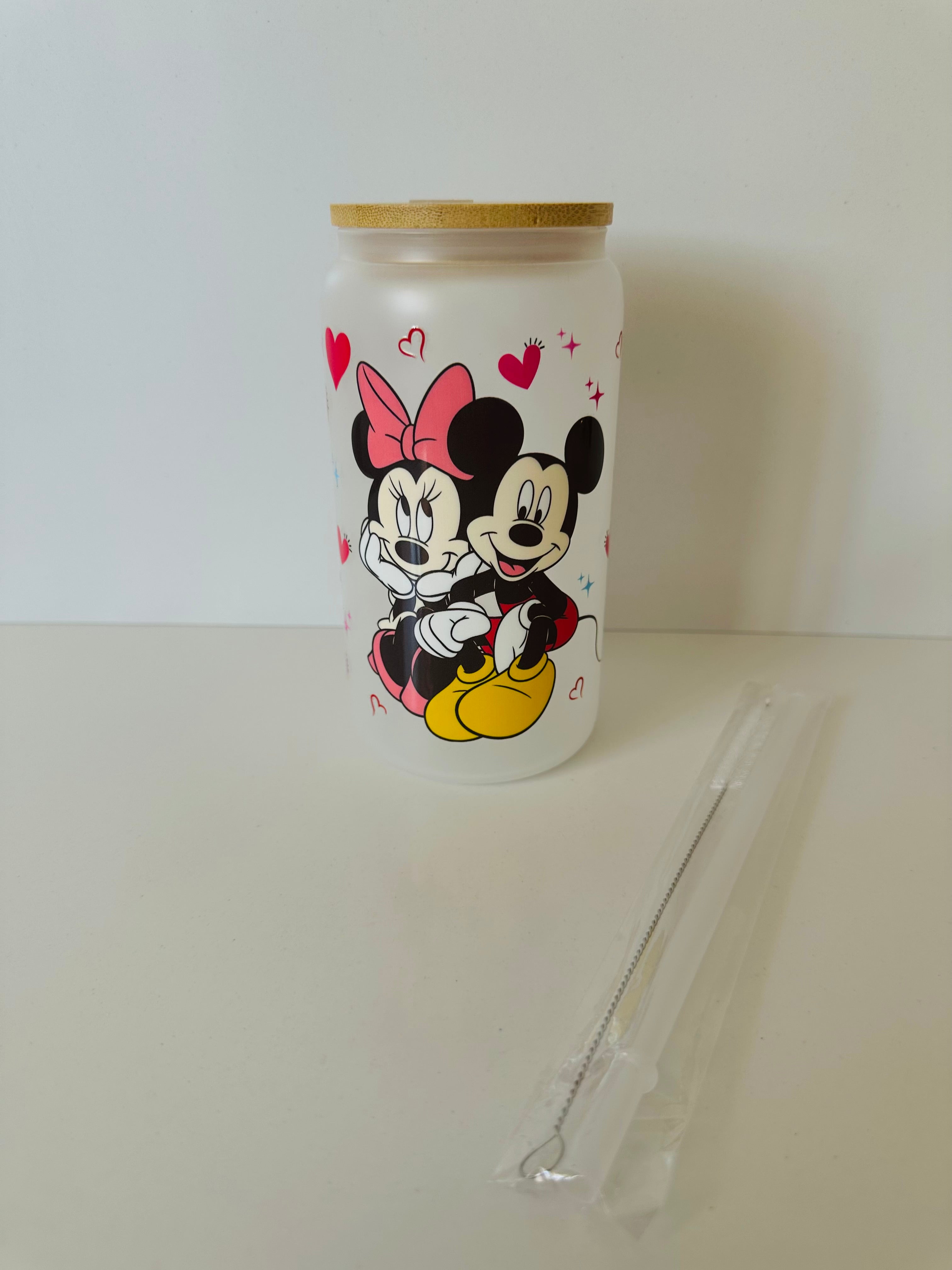 Vaso cristal con tapa y cañita