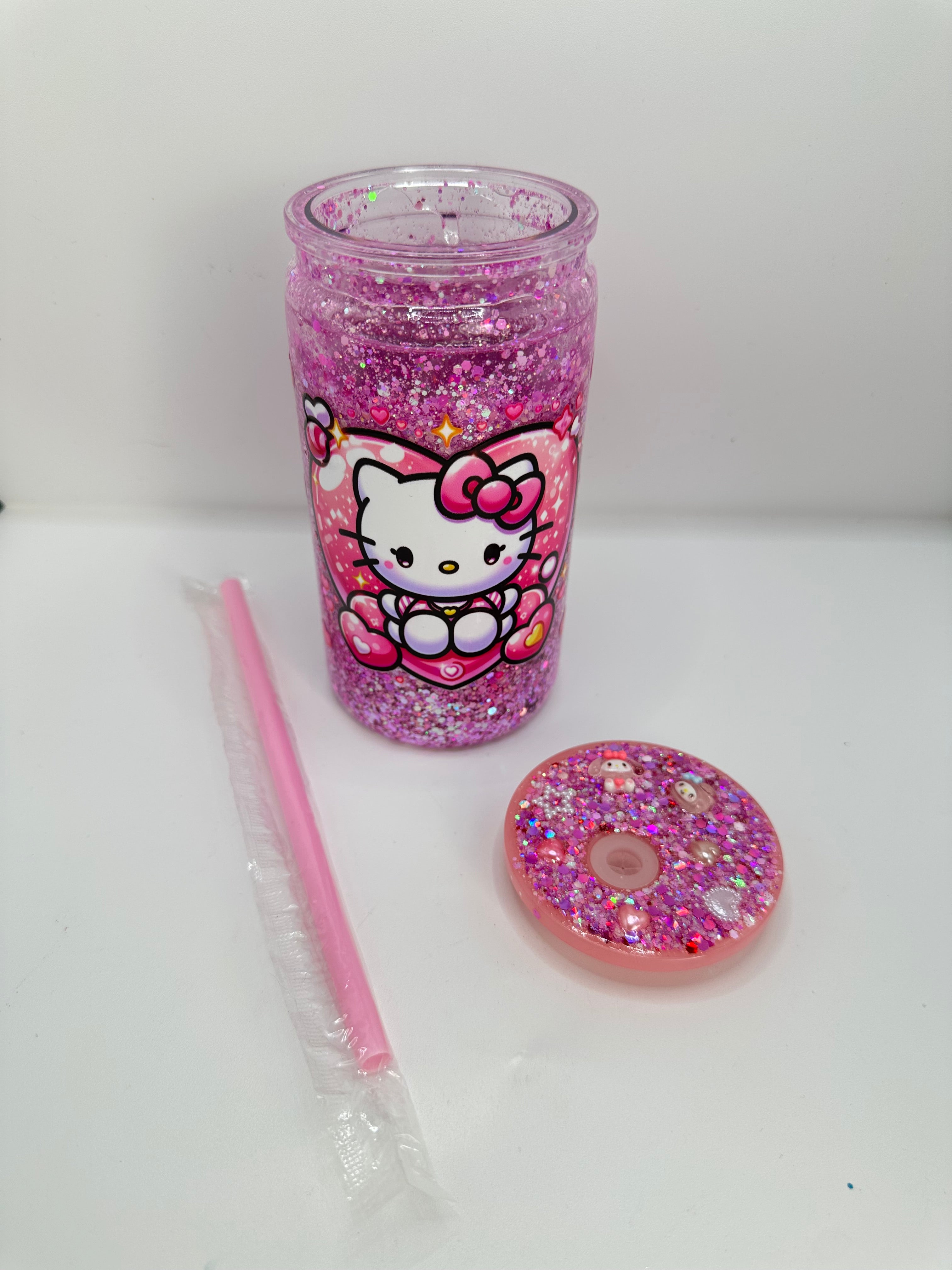 Vaso shaker con tapa y cañita