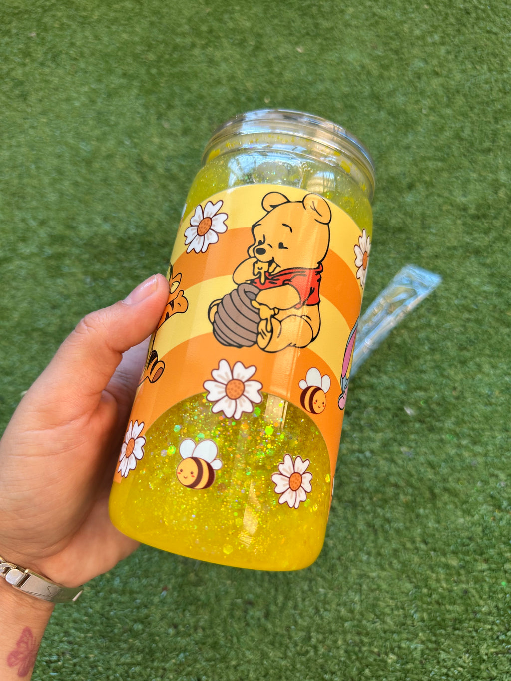 Vaso shaker con tapa y cañita