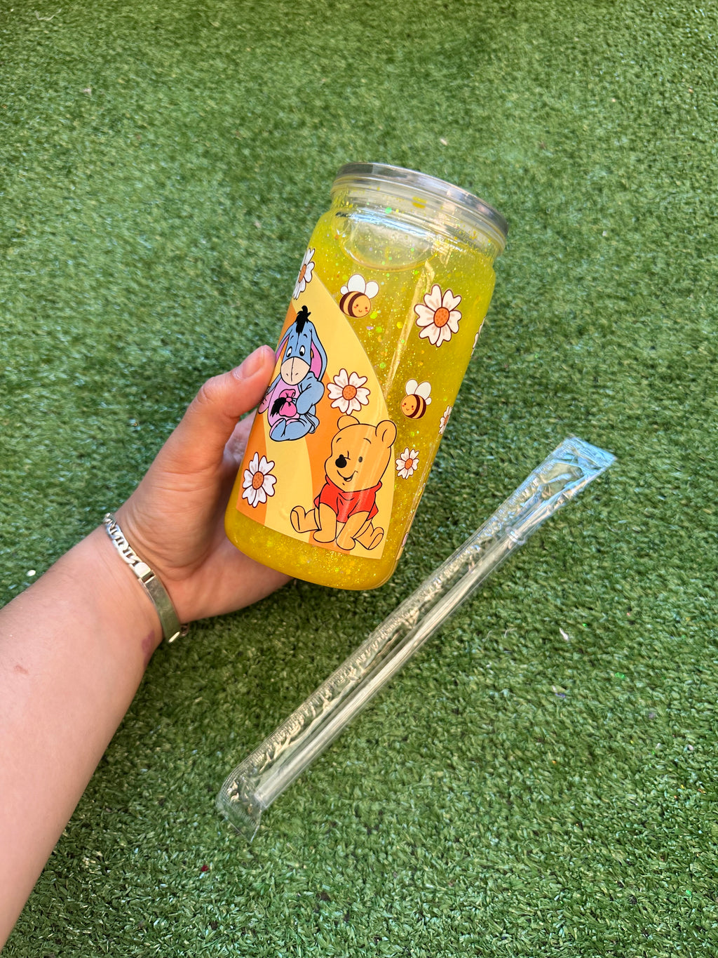 Vaso shaker con tapa y cañita
