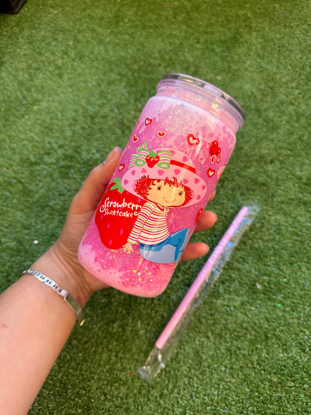 Vaso shaker con tapa y cañita
