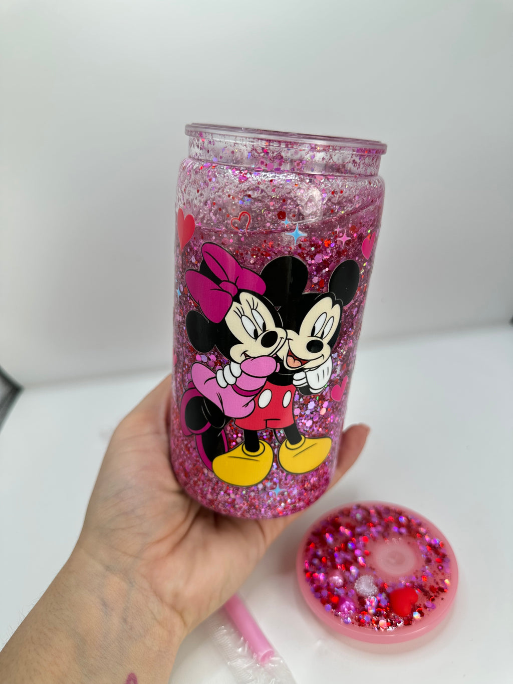 Vaso shaker con tapa y cañita