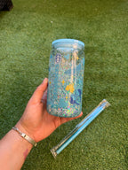 Vaso shaker con tapa y cañita