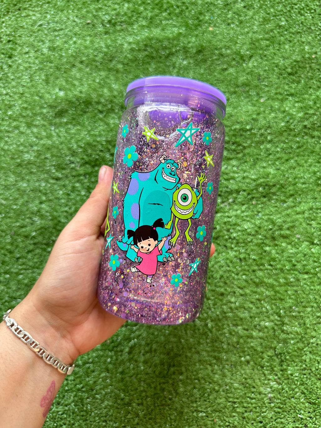 Vaso shaker con tapa y cañita