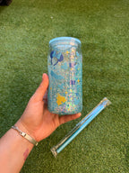 Vaso shaker con tapa y cañita
