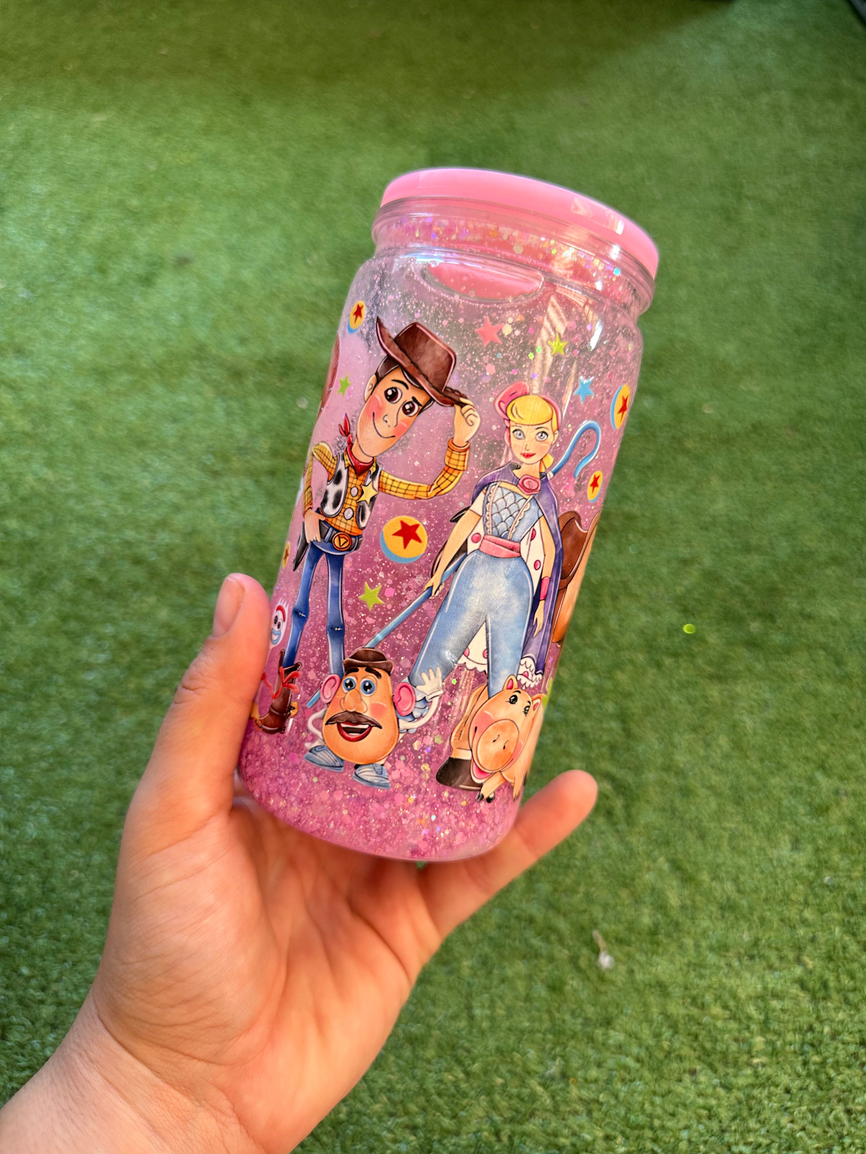 Vaso shaker con tapa y cañita