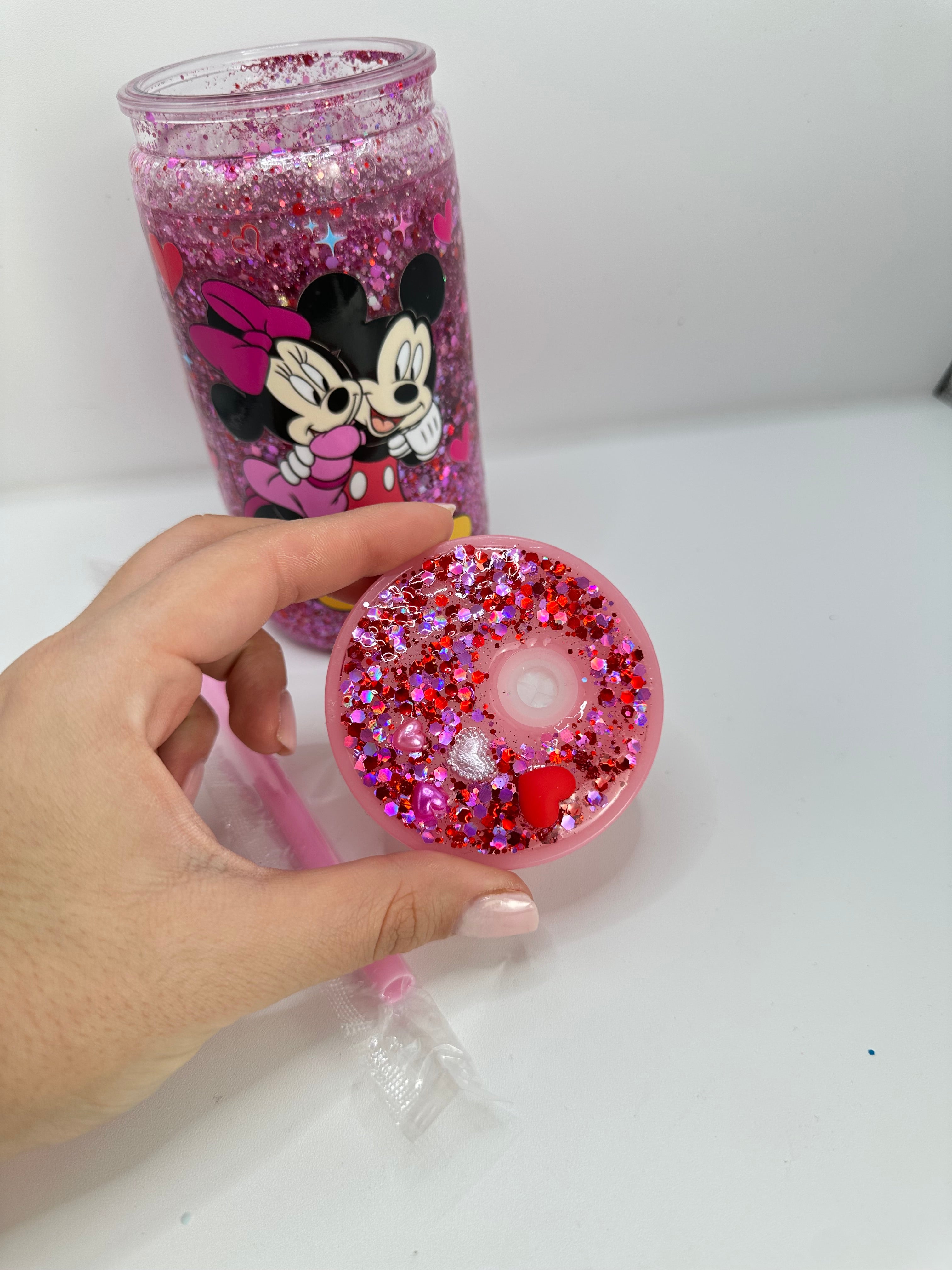 Vaso shaker con tapa y cañita