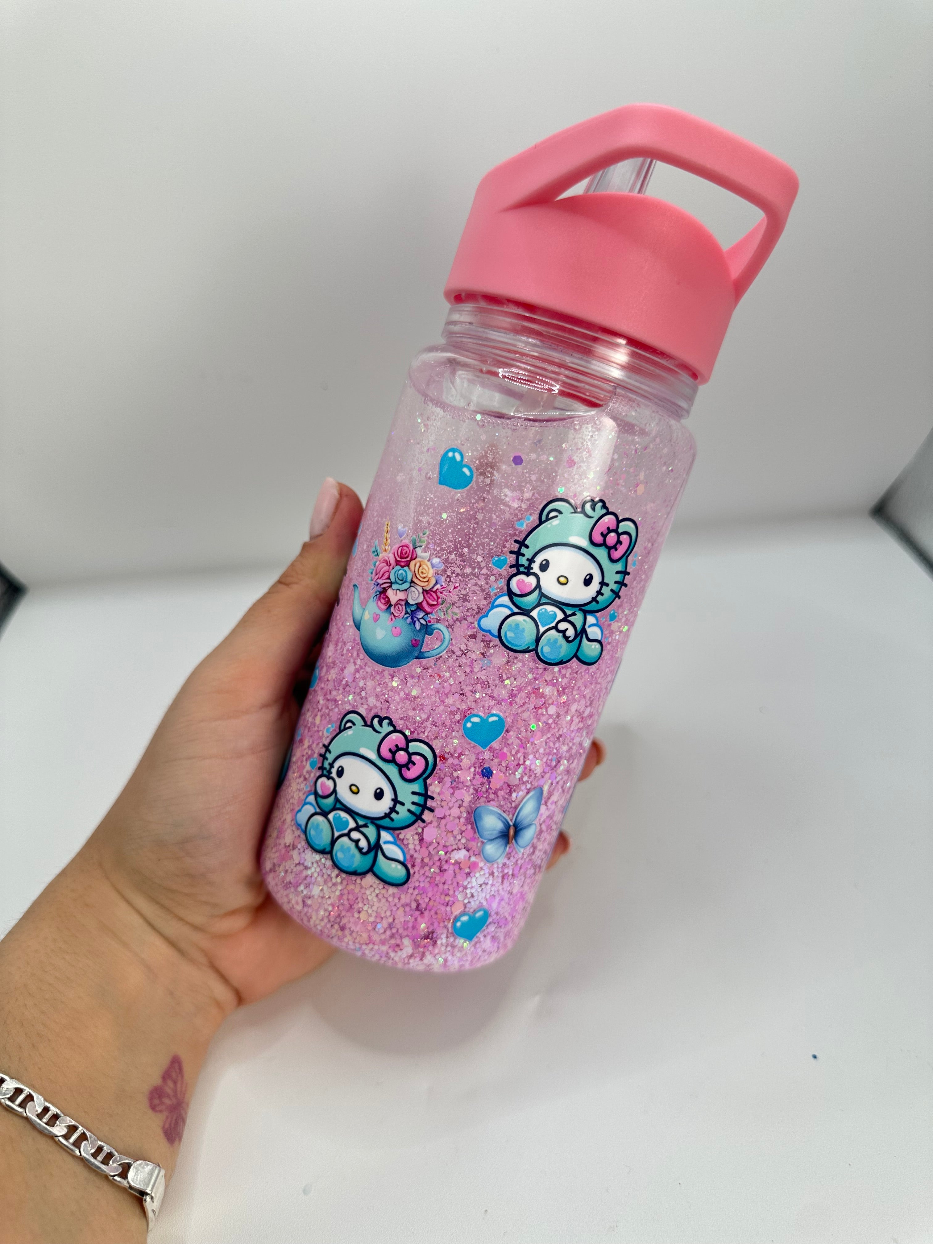 Botella  shaker  con cañita