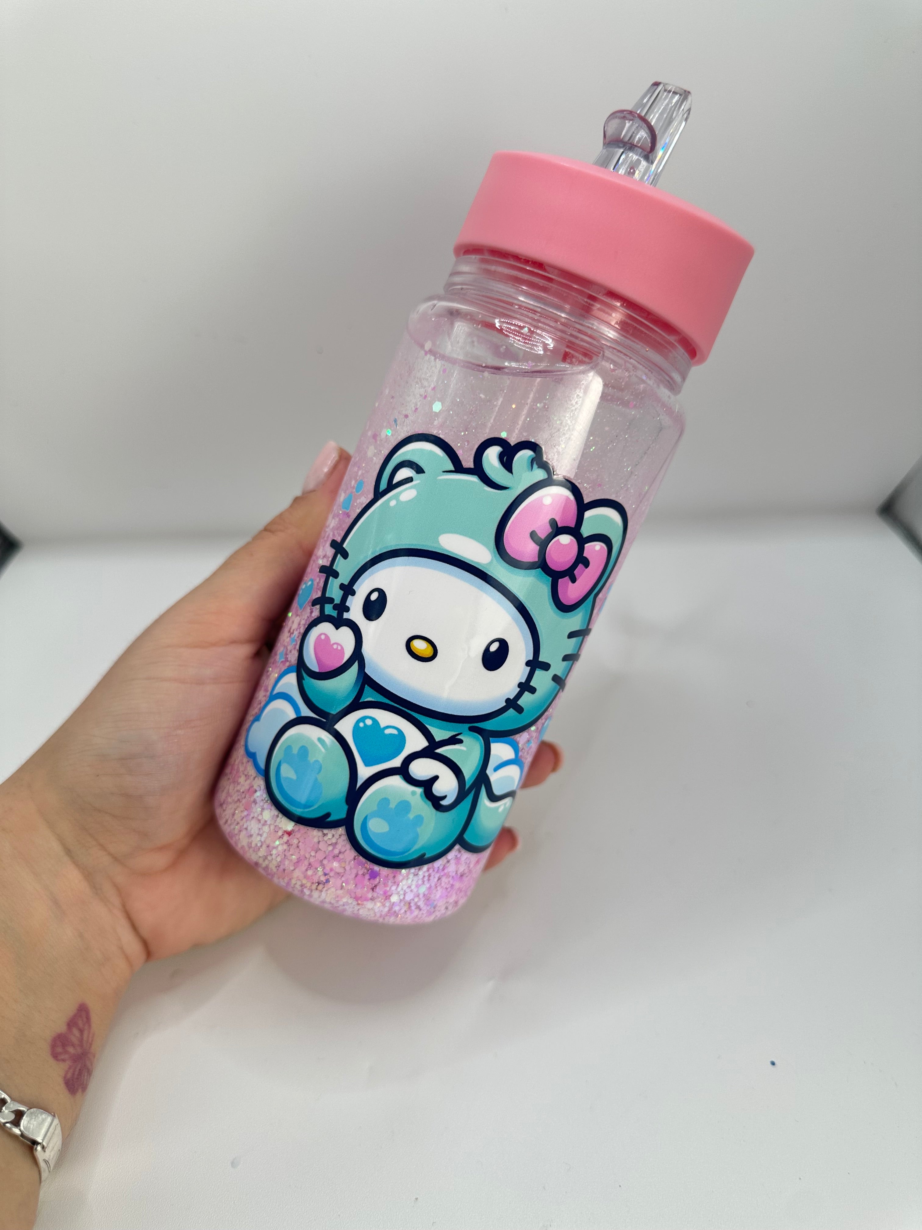 Botella  shaker  con cañita