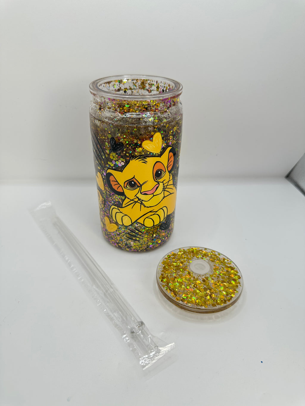 Vaso shaker con tapa y cañita