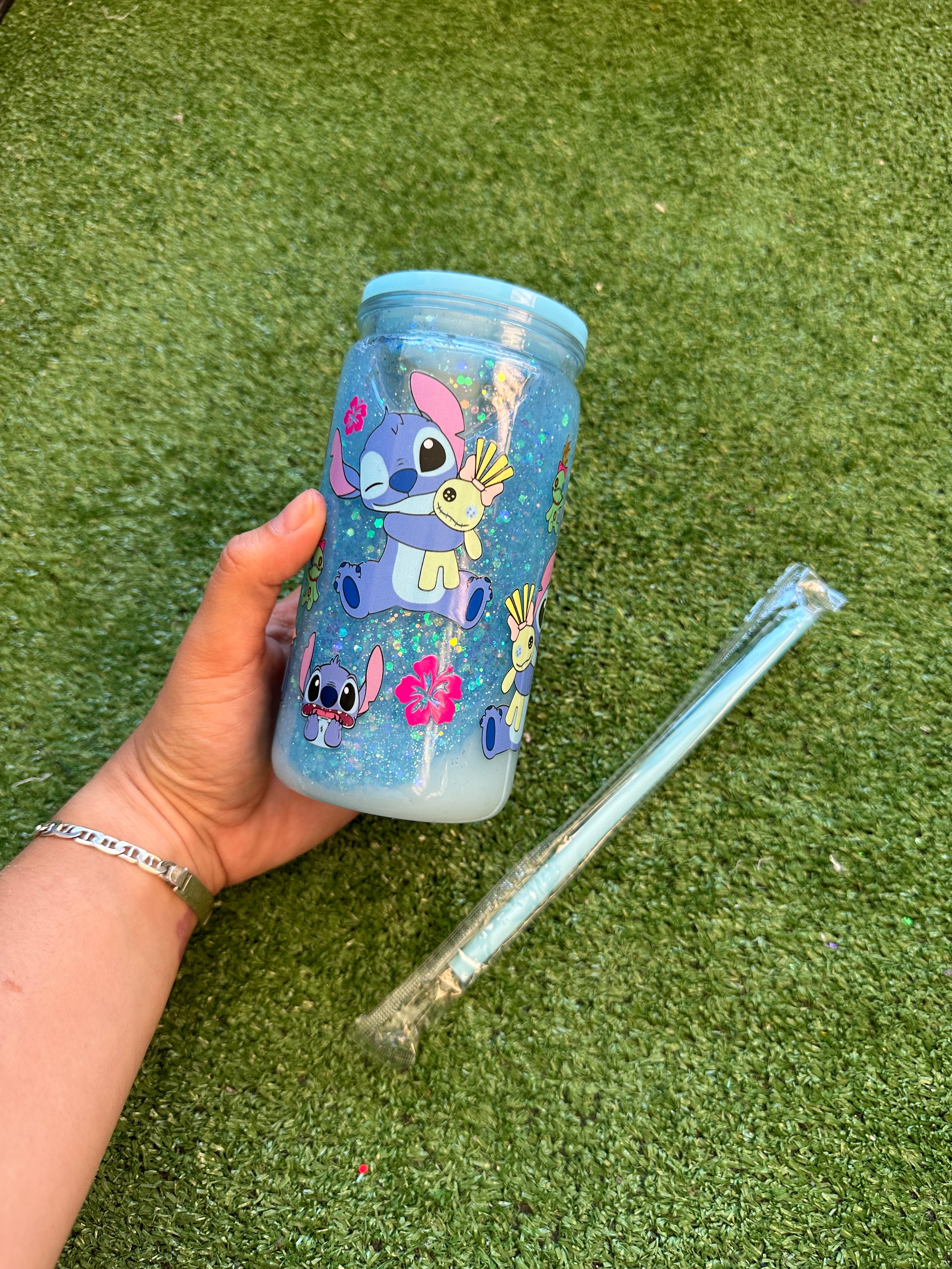 Vaso shaker con tapa y cañita