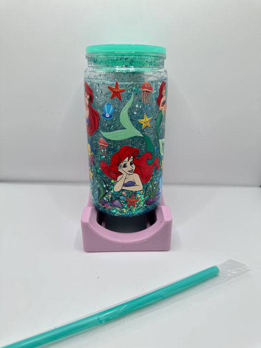 Vaso shaker con tapa y cañita