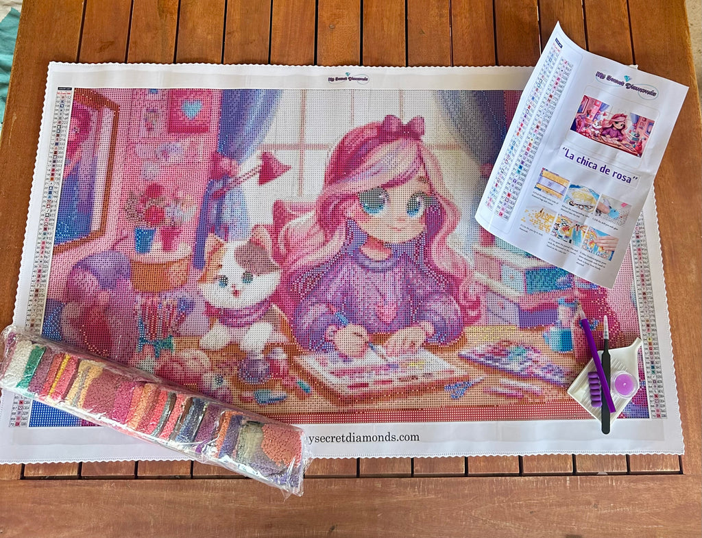 Lienzo  "La chica de rosa ”