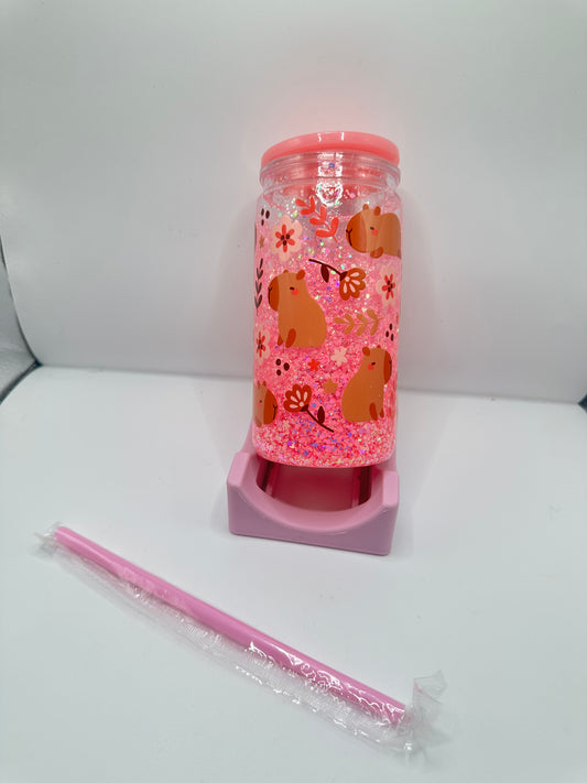 Vaso shaker con tapa y cañita