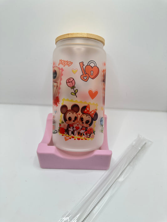 Vaso con tapa y cañita